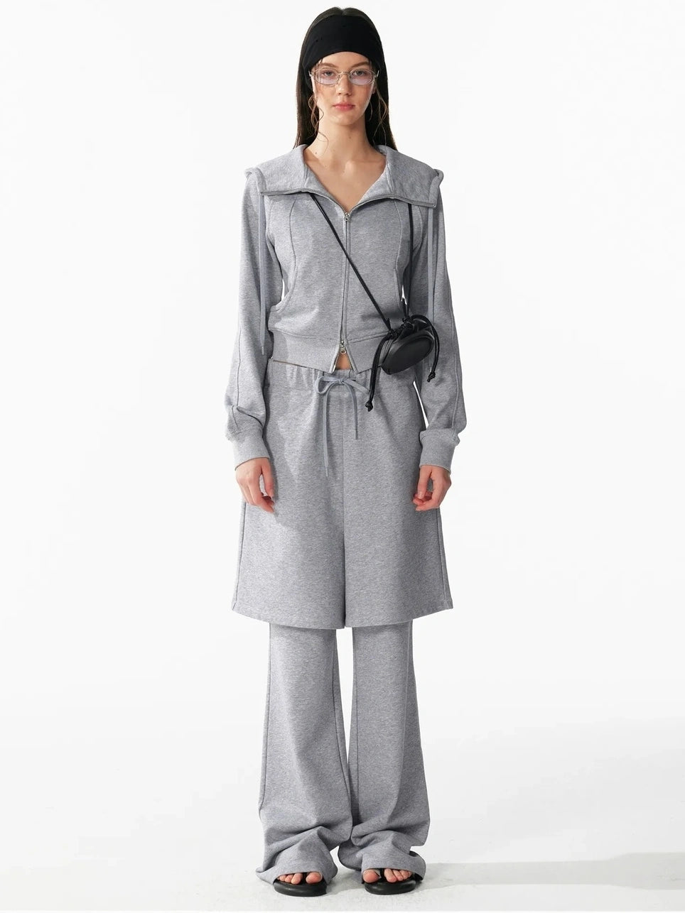 ALINNV STUDIO Urban Loose Fit Layered Hem Jogger Pants Pants