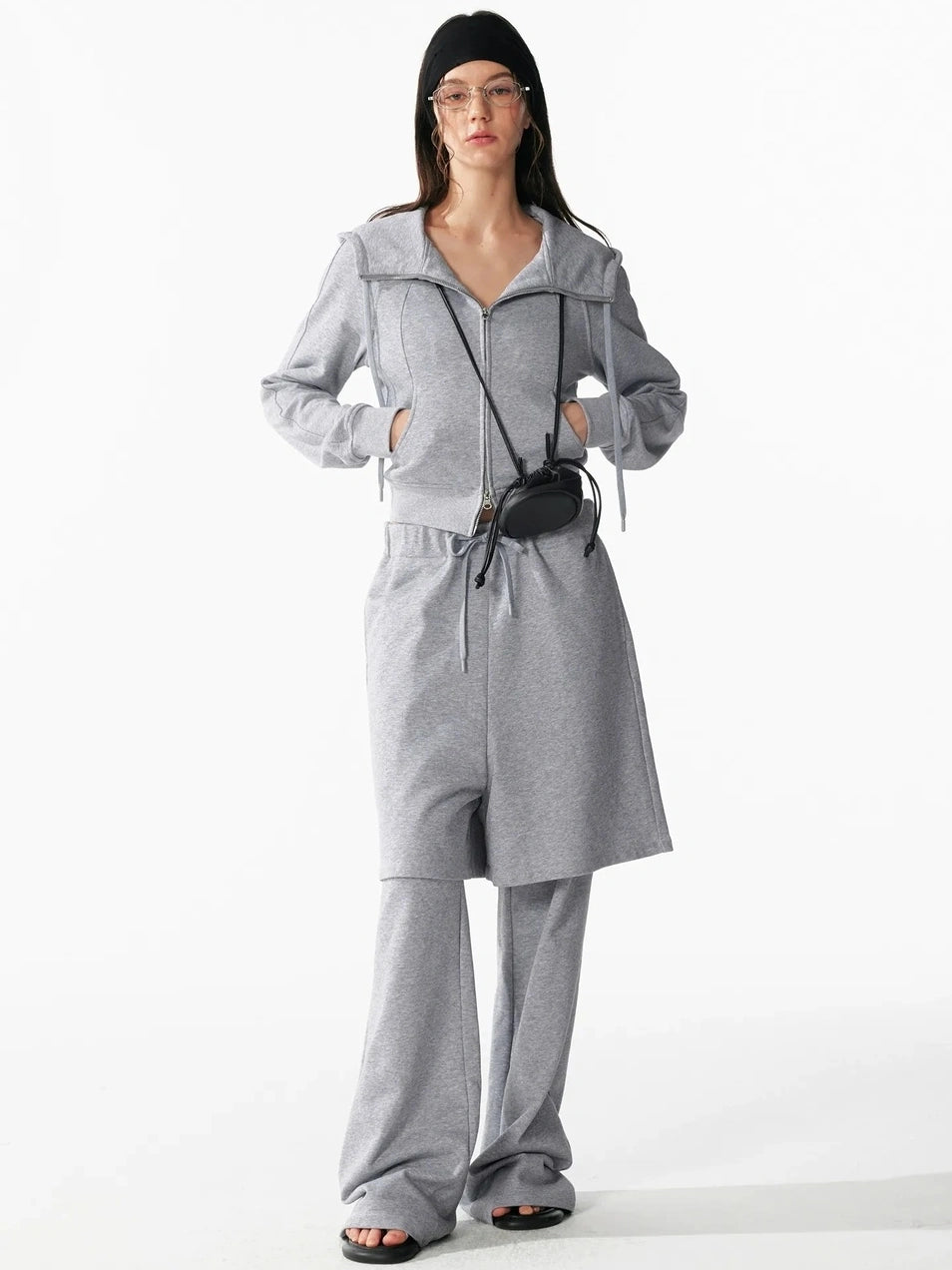 ALINNV STUDIO Urban Loose Fit Layered Hem Jogger Pants Pants