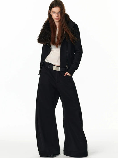 ALINNV STUDIO Vintage Check Detachable Faux Fur Lined Hoodie Coat Hoodies/Sweatshirt