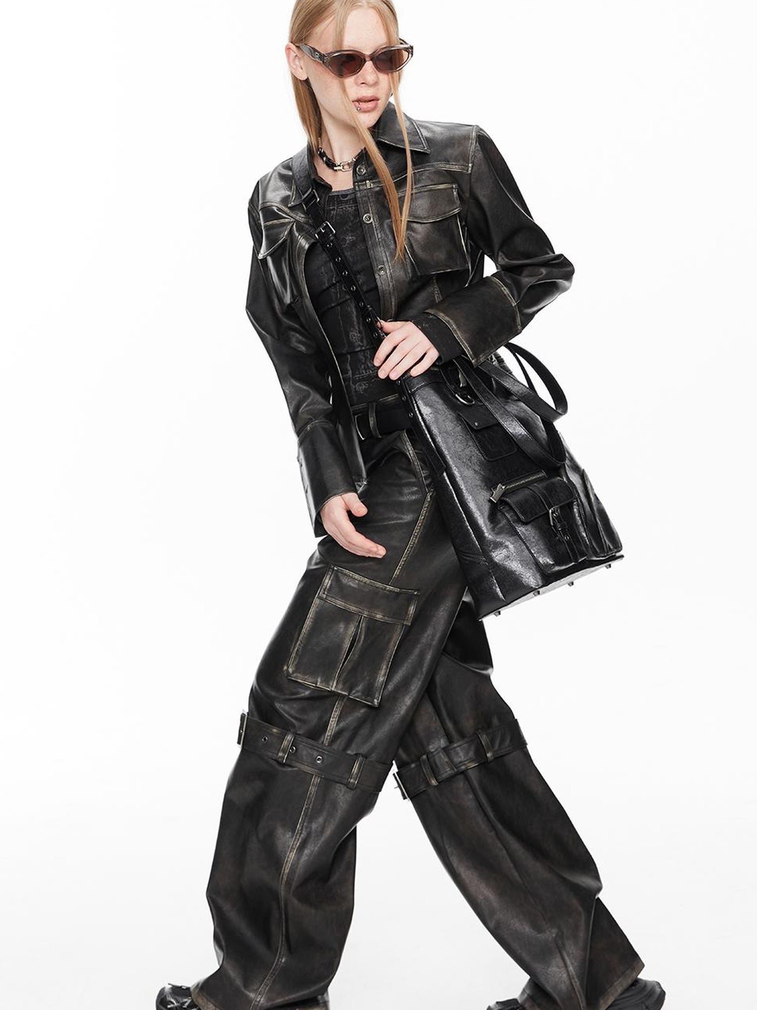 Vintage Cracked Leather Motorcycle Tote Bag