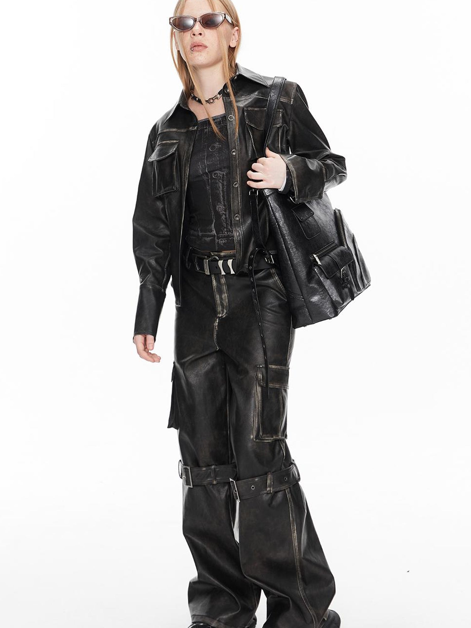 Vintage Cracked Leather Motorcycle Tote Bag