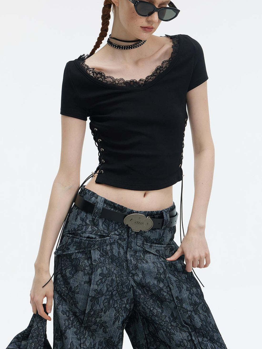 Vintage Distressed Leather Belt With Irregular Buckle Design