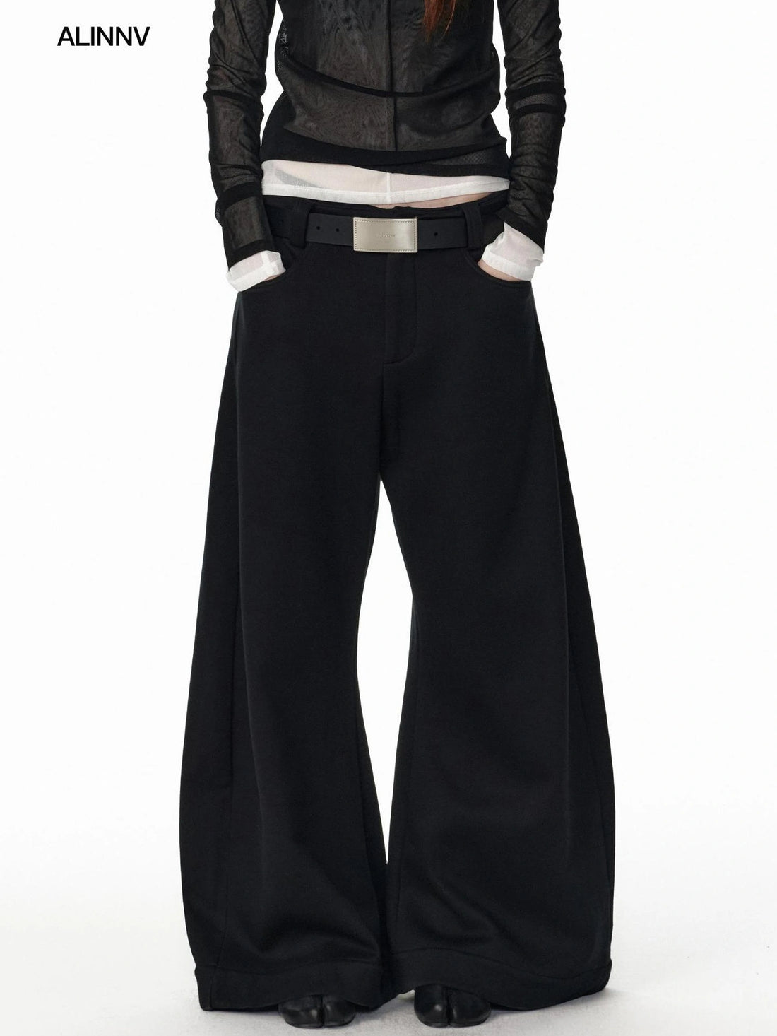 ALINNV STUDIO Vintage Plaid Fleece Lined Cargo Flare Pants Pants