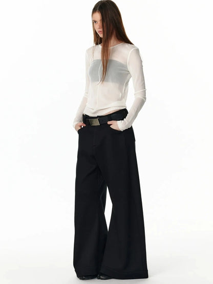 ALINNV STUDIO Vintage Plaid Fleece Lined Cargo Flare Pants Pants