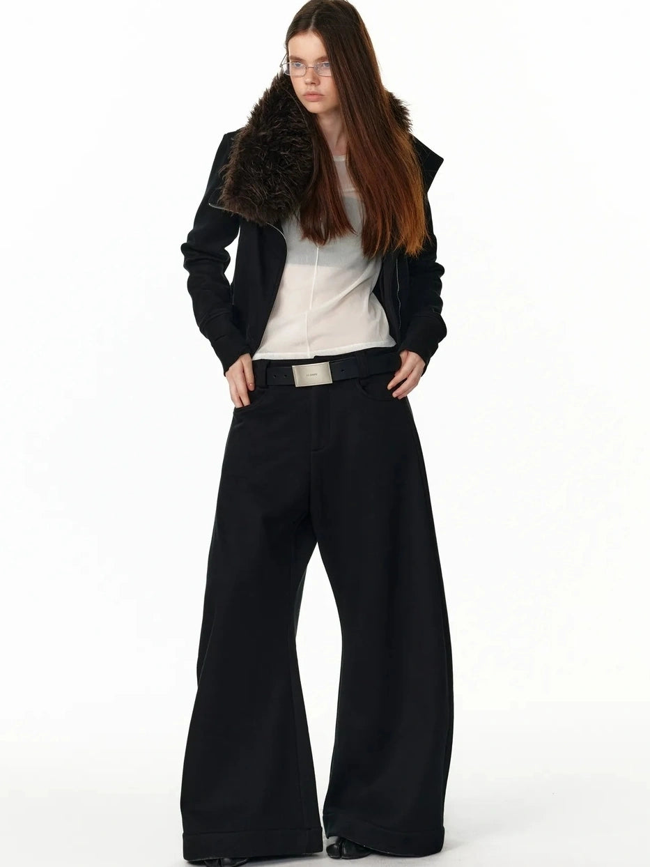 ALINNV STUDIO Vintage Plaid Fleece Lined Cargo Flare Pants Pants