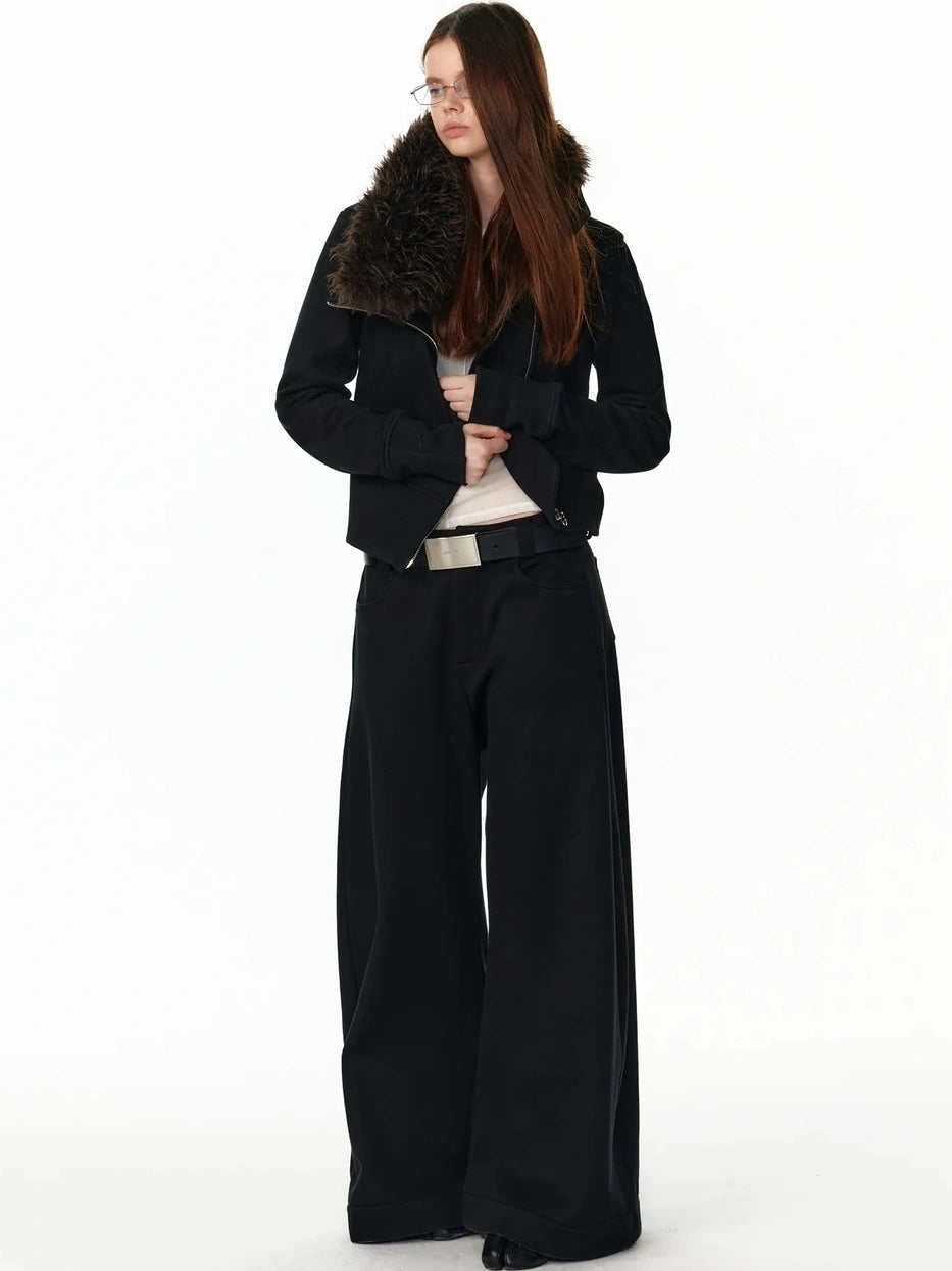 ALINNV STUDIO Vintage Plaid Fleece Lined Cargo Flare Pants Pants