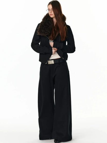 ALINNV STUDIO Vintage Plaid Fleece Lined Cargo Flare Pants Pants