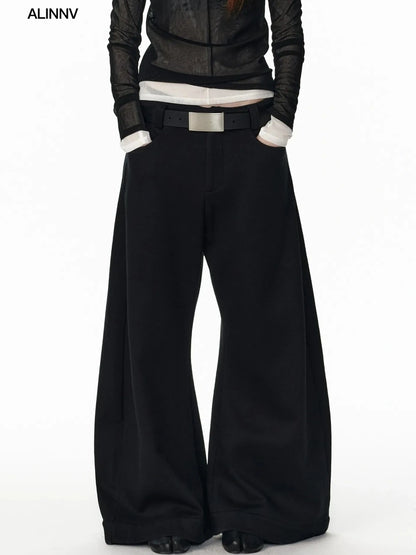 ALINNV STUDIO Vintage Plaid Fleece Lined Cargo Flare Pants Pants