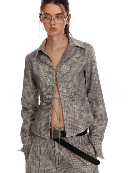 ALINNV STUDIO Vintage Relaxed Wide Leg Pants With Tie Detail Shirt