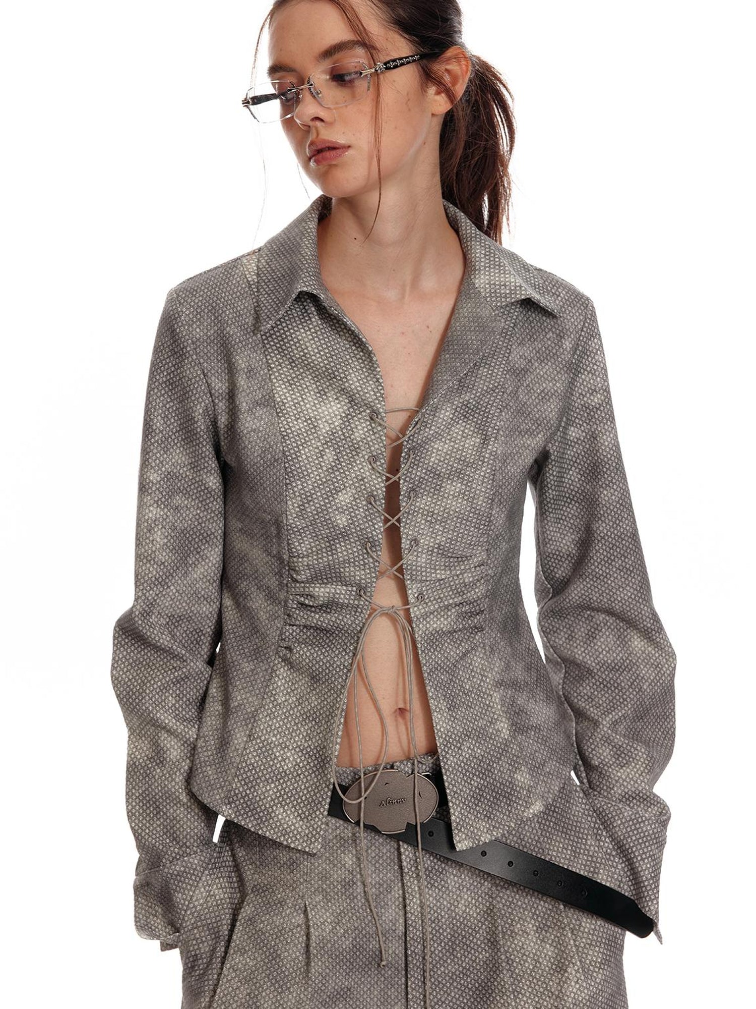 ALINNV STUDIO Vintage Relaxed Wide Leg Pants With Tie Detail Shirt