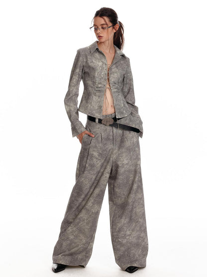 ALINNV STUDIO Vintage Relaxed Wide Leg Pants With Tie Detail Shirt