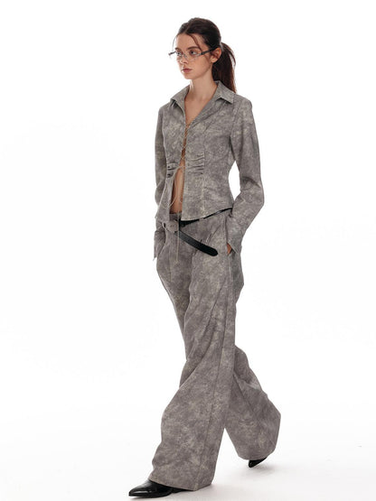 ALINNV STUDIO Vintage Relaxed Wide Leg Pants With Tie Detail Shirt