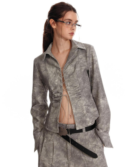 ALINNV STUDIO Vintage Relaxed Wide Leg Pants With Tie Detail Shirt