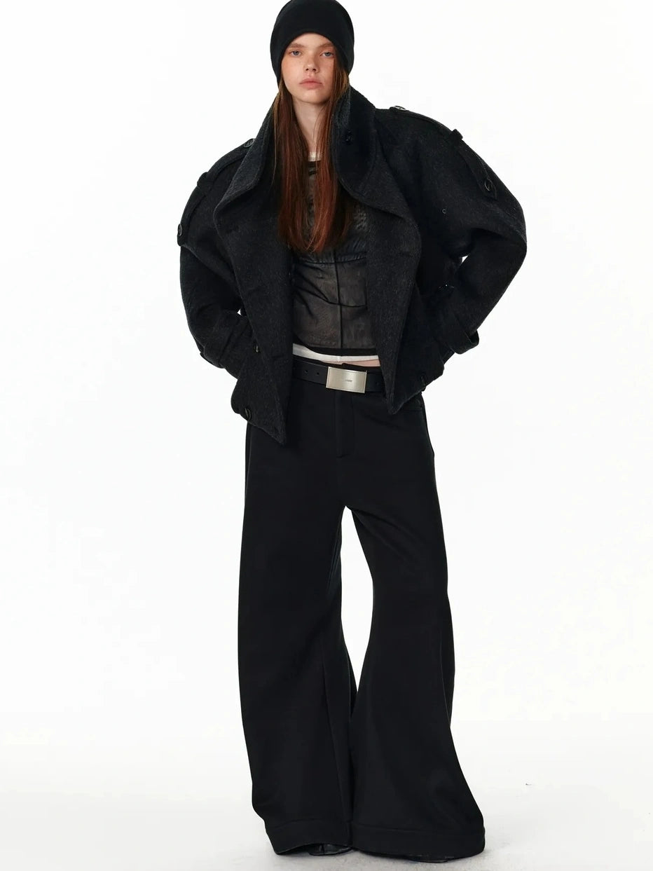 ALINNV STUDIO Vintage Short Wool Coat With Large Lapel Jacket