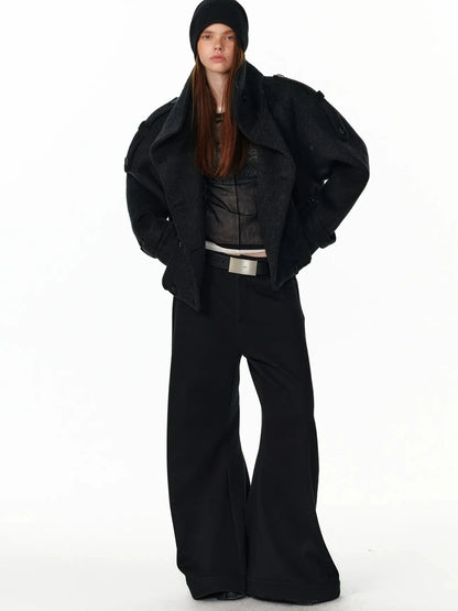 ALINNV STUDIO Vintage Short Wool Coat With Large Lapel Jacket