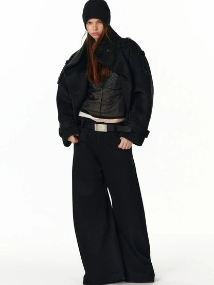 ALINNV STUDIO Vintage Short Wool Coat With Large Lapel Jacket