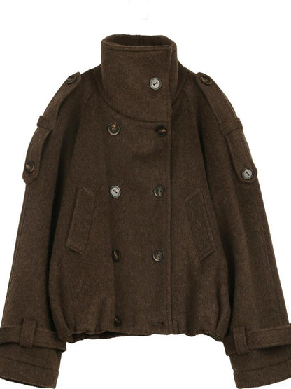 ALINNV STUDIO Vintage Short Wool Coat With Large Lapel Jacket