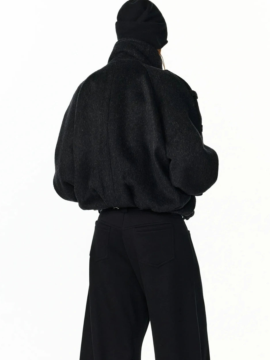 ALINNV STUDIO Vintage Short Wool Coat With Large Lapel Jacket