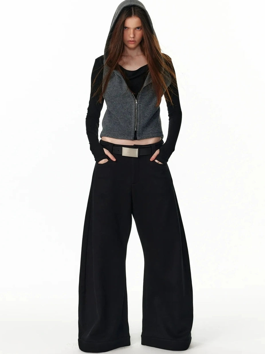 ALINNV STUDIO Vintage Two Tone Hooded Cardigan With Half Zip Cardigan