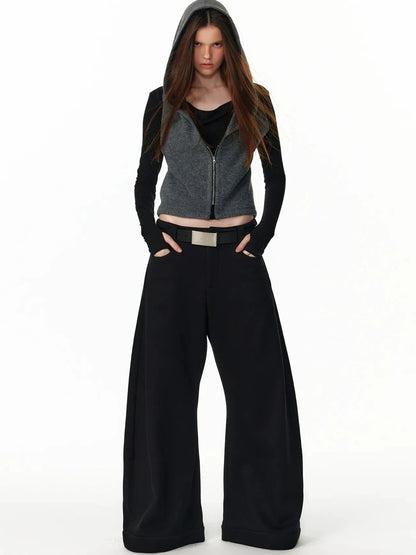 ALINNV STUDIO Vintage Two Tone Hooded Cardigan With Half Zip Cardigan