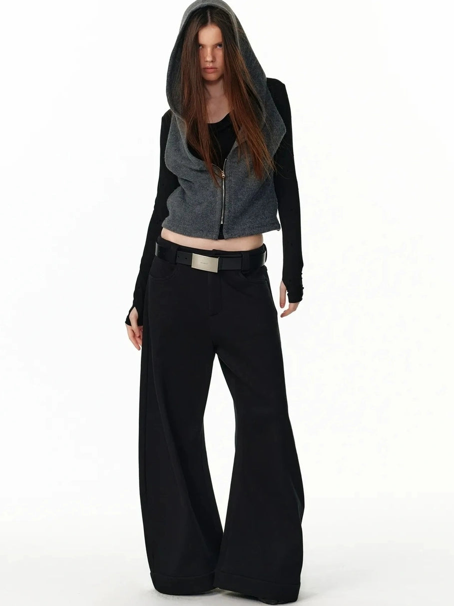 ALINNV STUDIO Vintage Two Tone Hooded Cardigan With Half Zip Cardigan