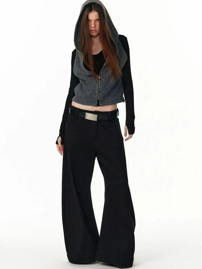 ALINNV STUDIO Vintage Two Tone Hooded Cardigan With Half Zip Cardigan