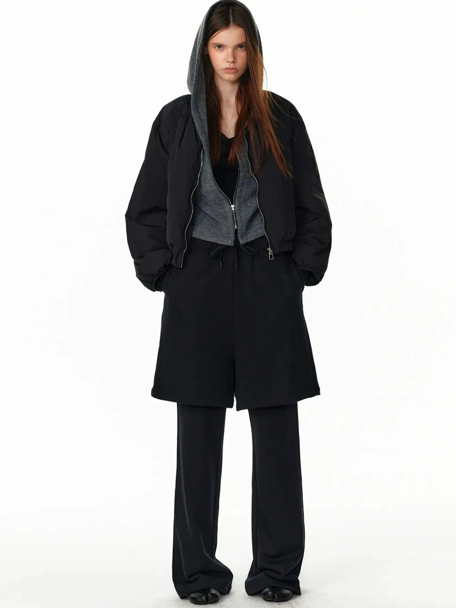 ALINNV STUDIO Vintage Two Tone Hooded Cardigan With Half Zip Cardigan