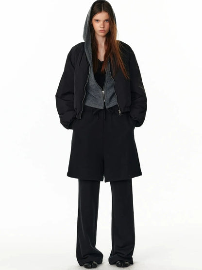 ALINNV STUDIO Vintage Two Tone Hooded Cardigan With Half Zip Cardigan