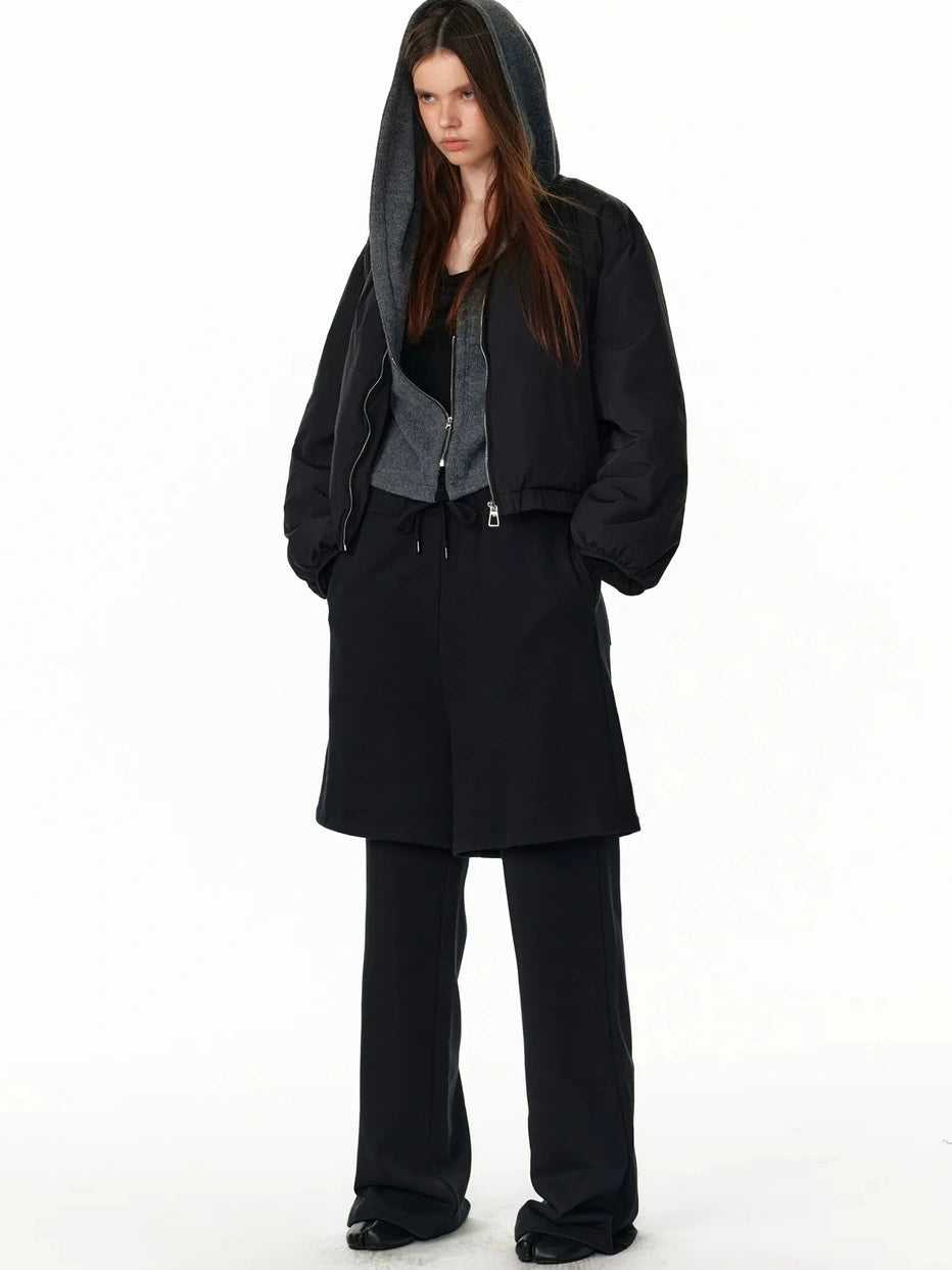 ALINNV STUDIO Vintage Two Tone Hooded Cardigan With Half Zip Cardigan