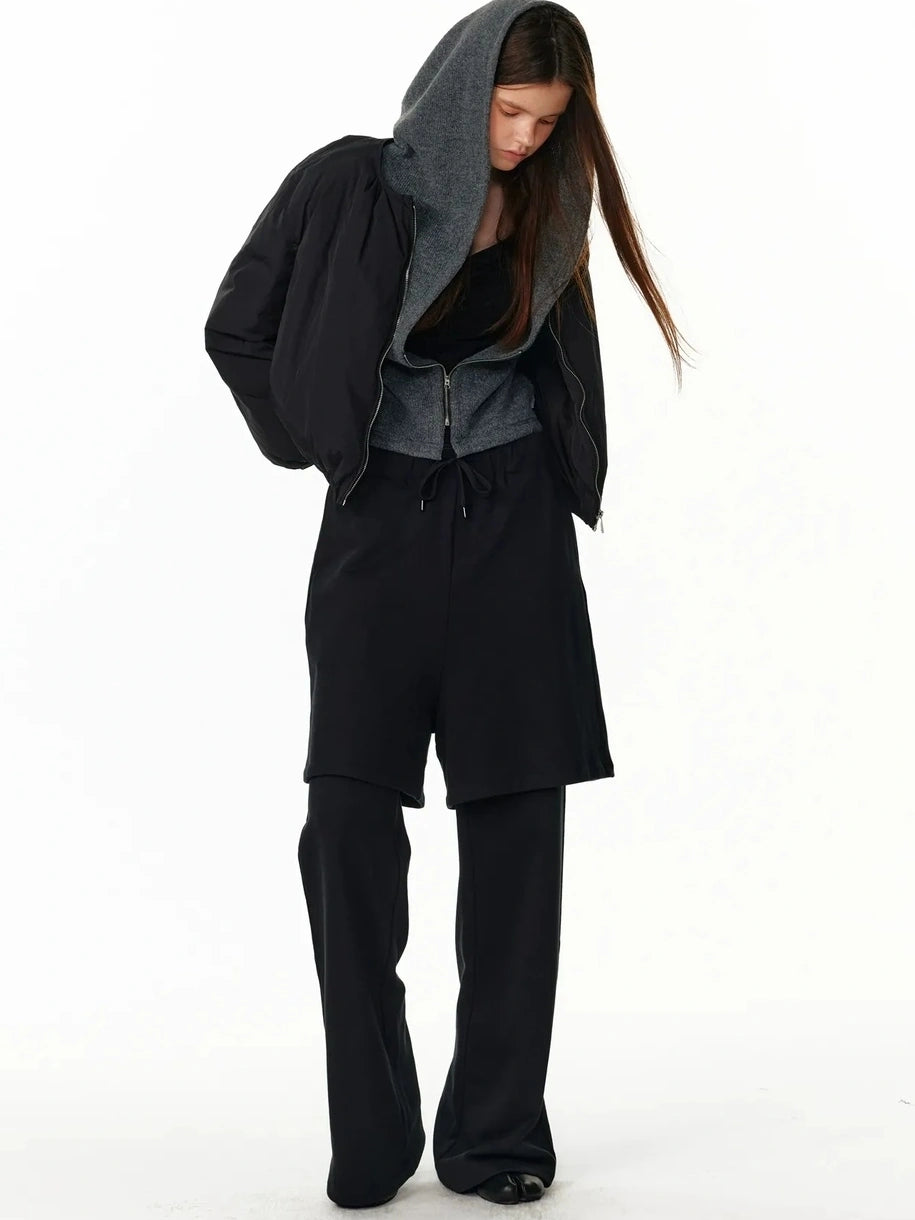 ALINNV STUDIO Vintage Two Tone Hooded Cardigan With Half Zip Cardigan