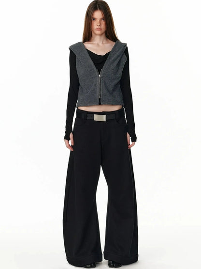 ALINNV STUDIO Vintage Two Tone Hooded Cardigan With Half Zip Cardigan