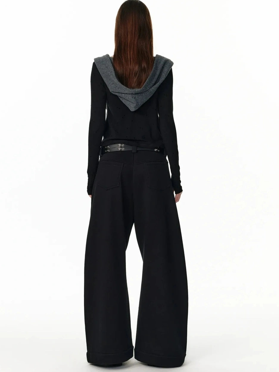 ALINNV STUDIO Vintage Two Tone Hooded Cardigan With Half Zip Cardigan