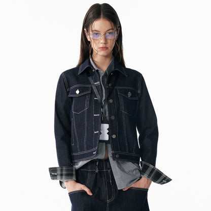 ALINNV_STUDIO_Vintage_Washed_Denim_Jacket_With_Contrast_Stitching_And_Plaid_Cuff_MISSTT
