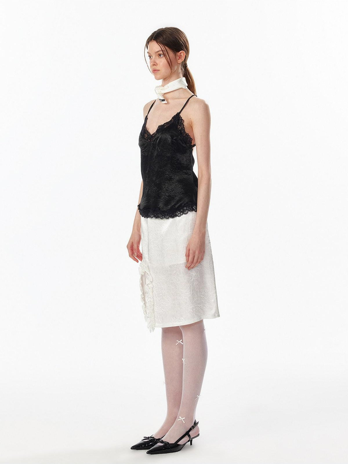 ALINNV Satin Lace Backless V-neck Short Straight Women&