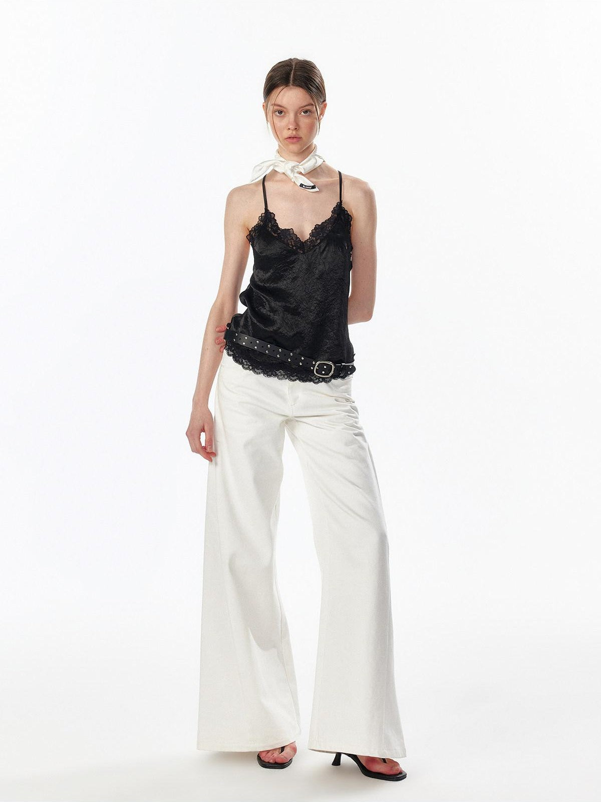 ALINNV Satin Lace Backless V-neck Short Straight Women&