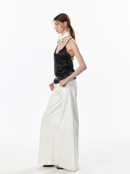 ALINNV Satin Lace Backless V-neck Short Straight Women&
