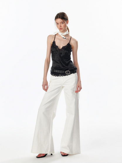 ALINNV Satin Lace Backless V-neck Short Straight Women&