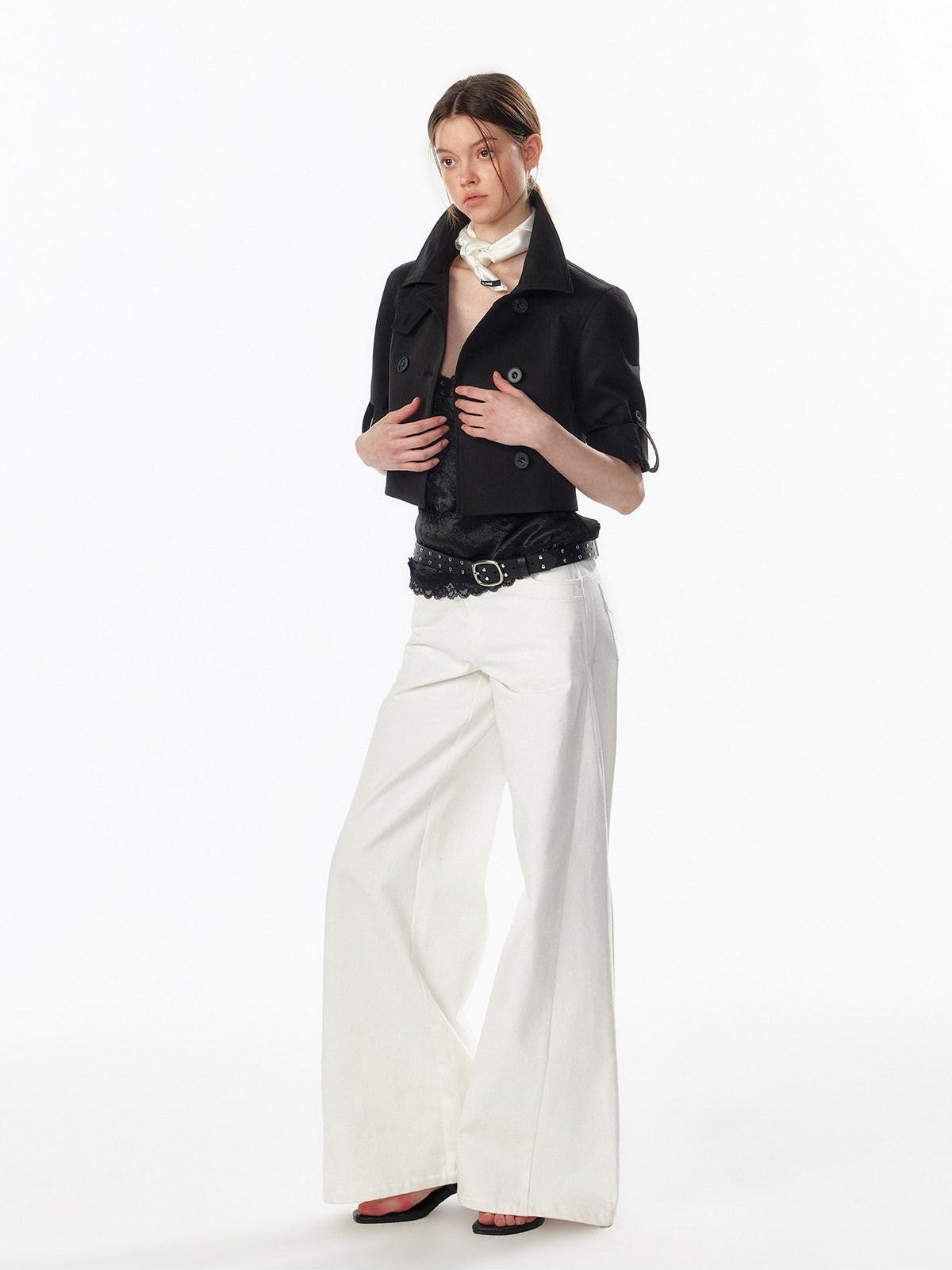 ALINNV Satin Lace Backless V-neck Short Straight Women&