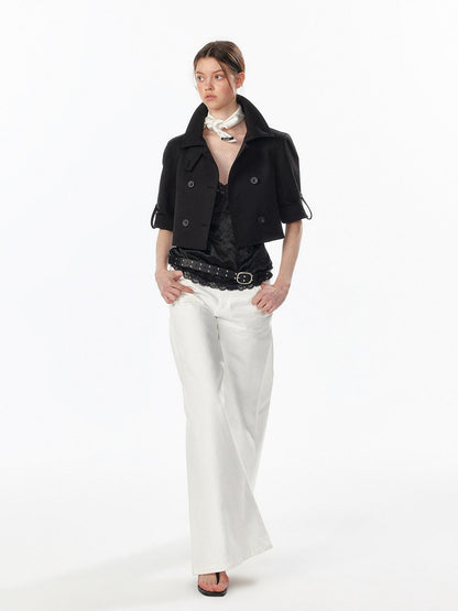 ALINNV Satin Lace Backless V-neck Short Straight Women&
