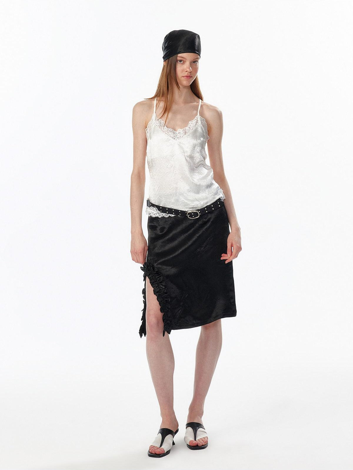 ALINNV Satin Lace Backless V-neck Short Straight Women&