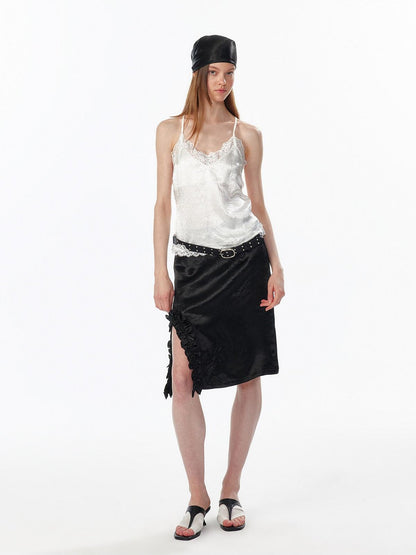 ALINNV Satin Lace Backless V-neck Short Straight Women&