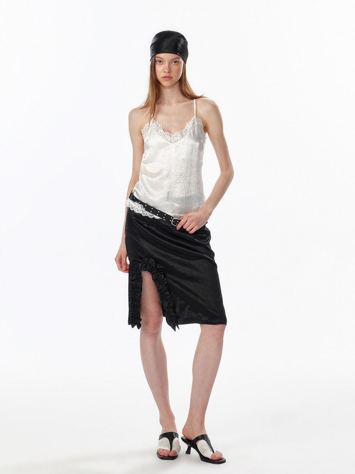 ALINNV Satin Lace Backless V-neck Short Straight Women&