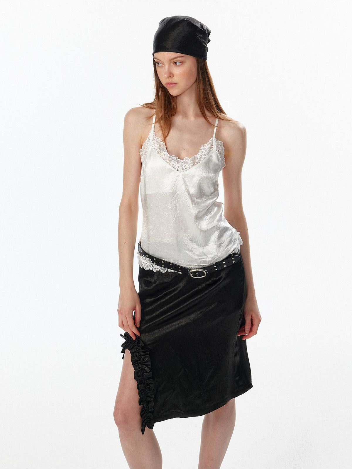 ALINNV Satin Lace Backless V-neck Short Straight Women&