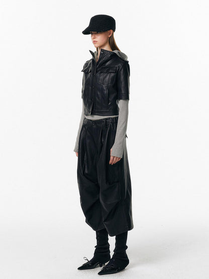 ALINNV Slim Short Sleeve Stand Collar Cropped Women&