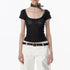 ALINNV Slimming Openwork Wide Round Neck Women&