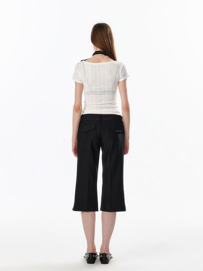 ALINNV Slimming Openwork Wide Round Neck Women&