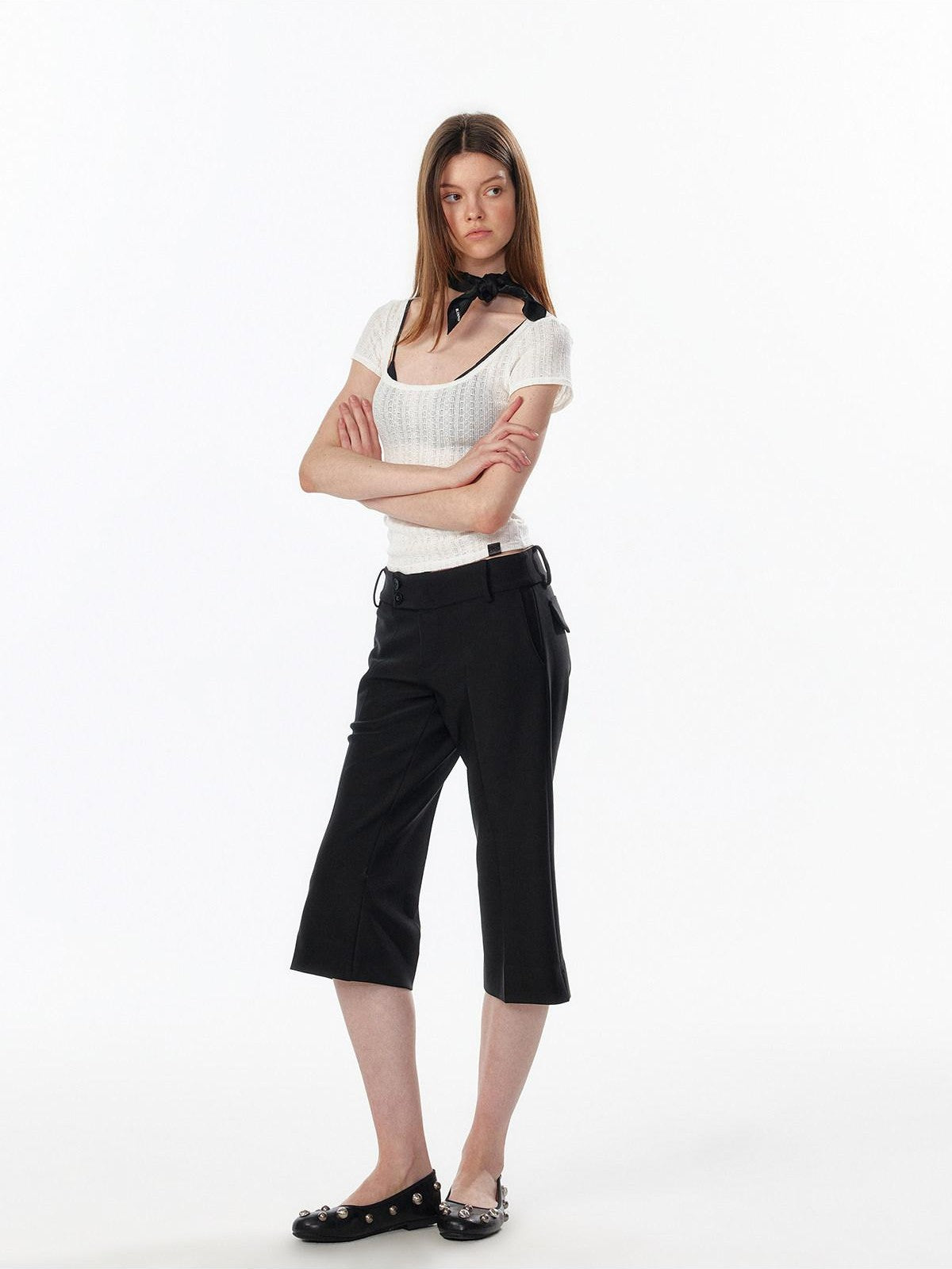ALINNV Slimming Openwork Wide Round Neck Women&