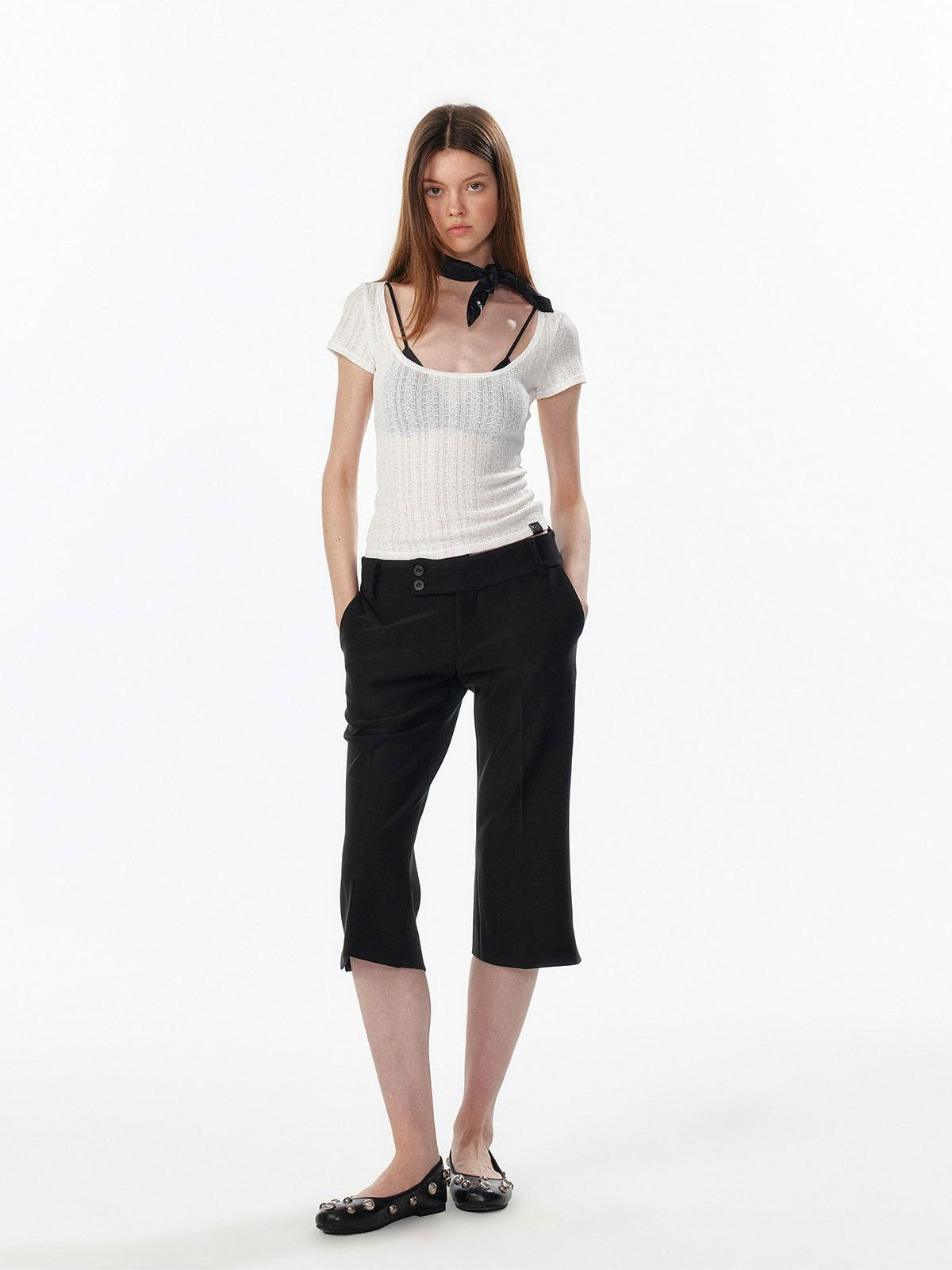 ALINNV Slimming Openwork Wide Round Neck Women&