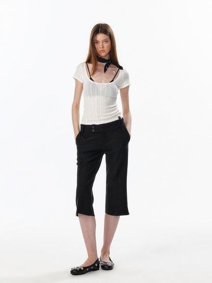 ALINNV Slimming Openwork Wide Round Neck Women&
