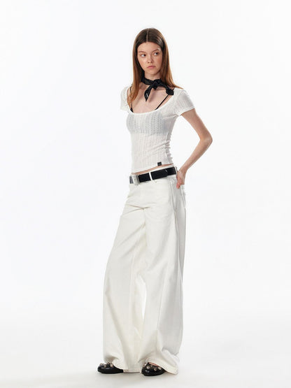 ALINNV Slimming Openwork Wide Round Neck Women&